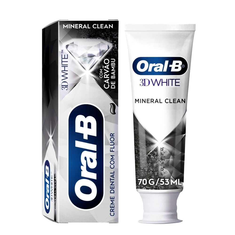 Creme Dental Oral B Mineral Clean 3D White Carvão de Bambu 70g em Oferta na Shopee