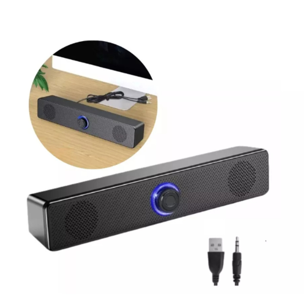 Caixa De Som Soundbar Led Para Computador Pc Usb P2 Gamer 1002/1415