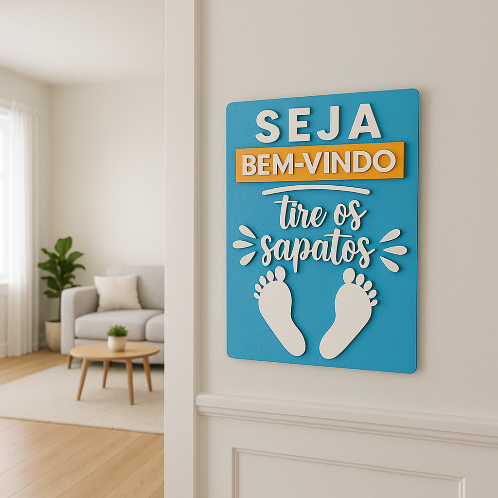 Quadro Placa Decorativa Seja bem-Vindo, Tire os sapatos MDF