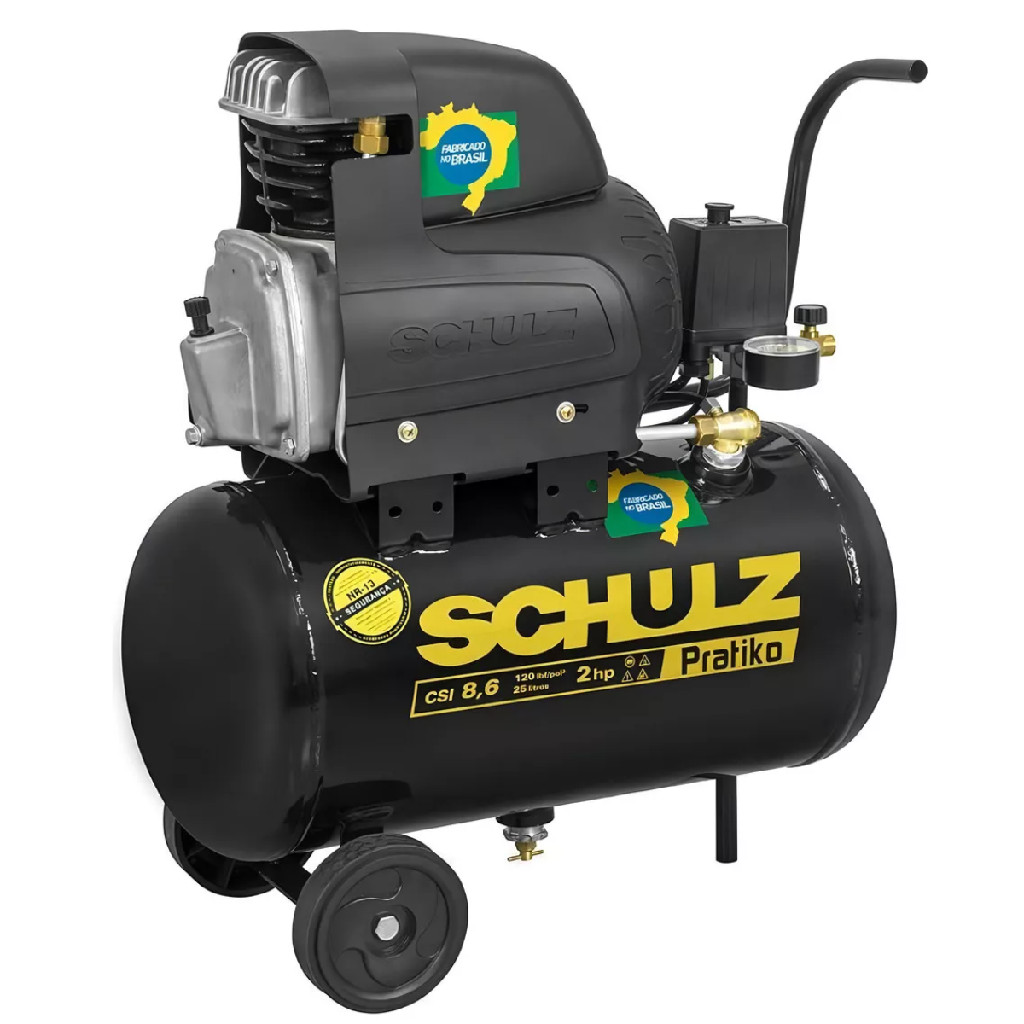 Compressor De Ar Pratiko Csi 8,6/ 25 Litros 2hp Schulz 220v
