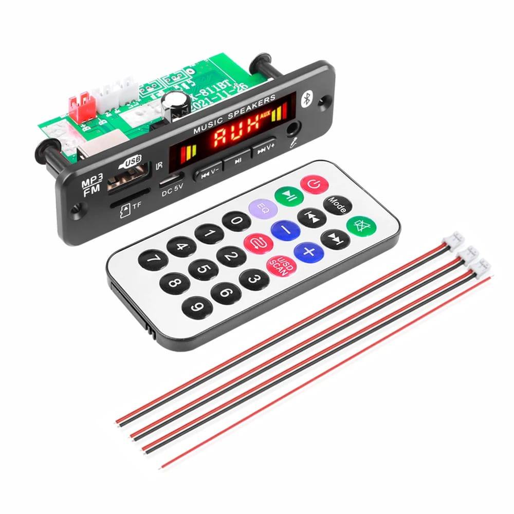 Módulo MP3 Bluetooth 40W FM USB com microfone carro karaokê