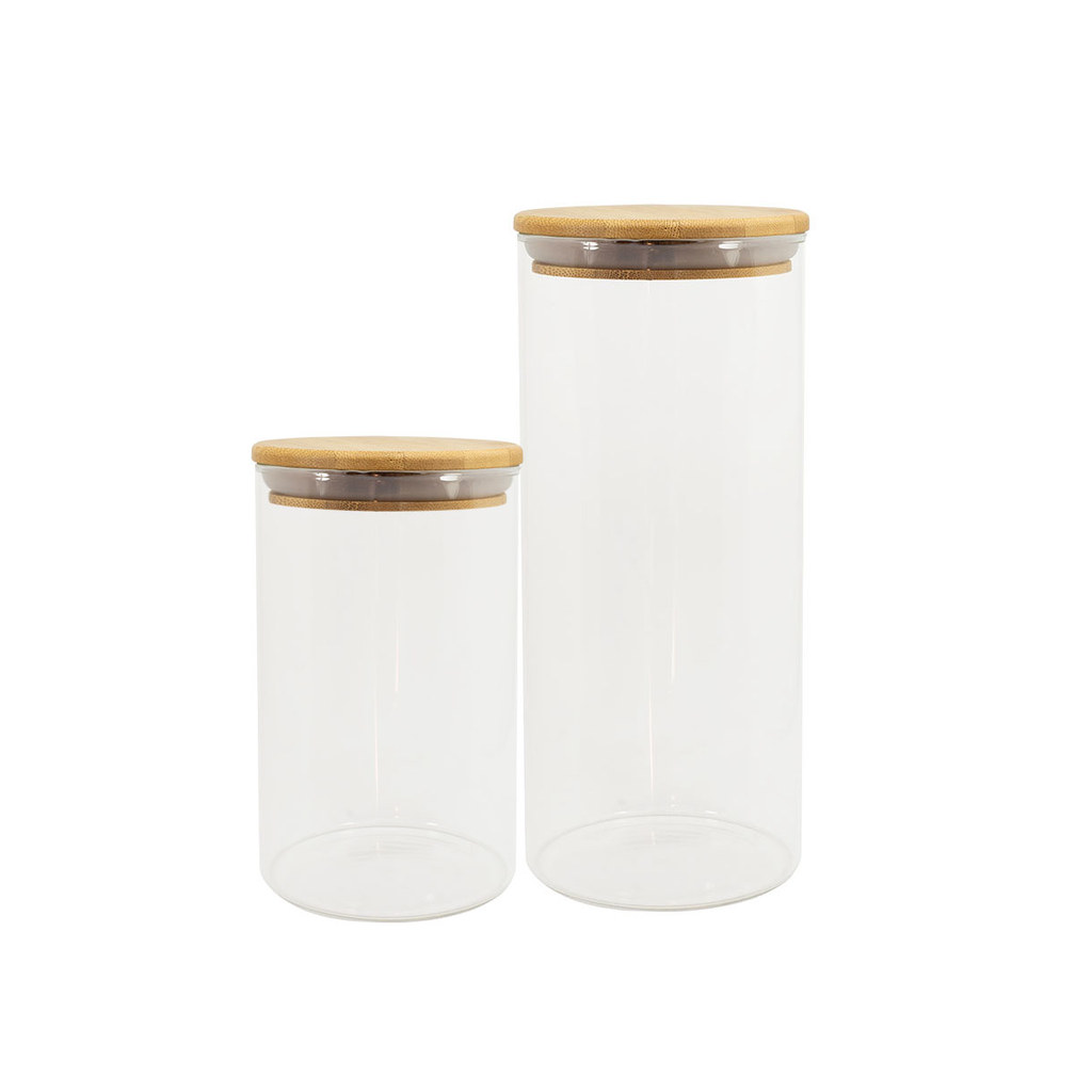 Conjunto de Potes Herméticos com Tampa de Bambu - 2 Peças Oikos em Oferta na Shopee