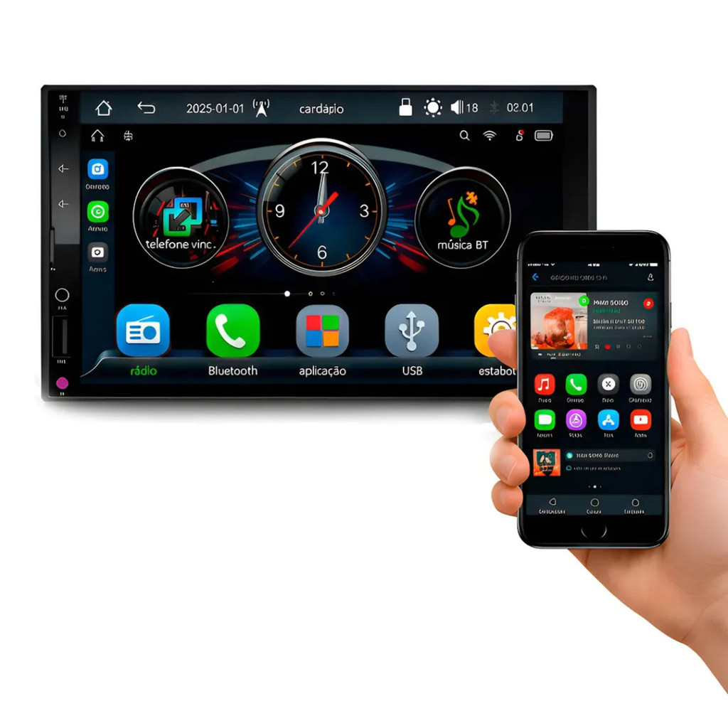 MULTIMÍDIA VEICULAR MP5 RS-7007BR 7 CARPLAY ANDROID AUTO SEM FIO