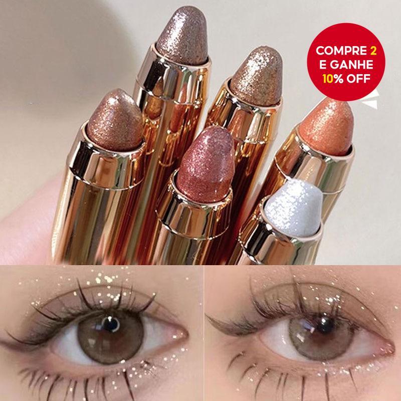 6 Peças 2 Em 1 Glitter Sombra E Caneta Iluminadora-Design De Bicho-Da-Seda Preguiçoso De Ponta Dupla Para Maquiagem Rápi