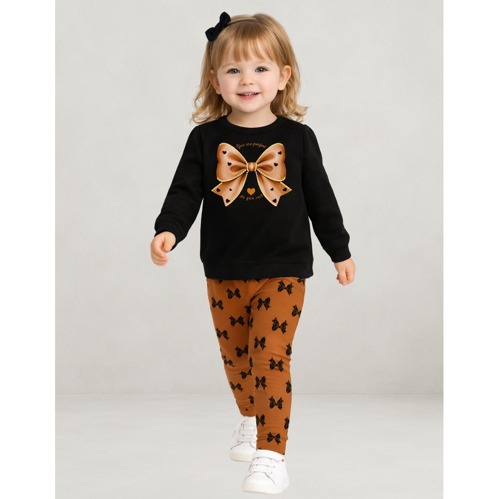Conjunto Infantil Kyly Menina Casaco em Moletom Peluciado e Legging em Cotton Confortável 1001532
