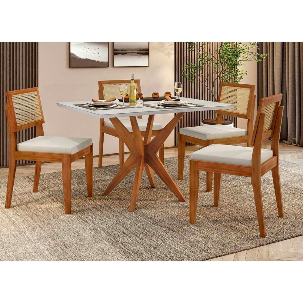 Mesa de Jantar Rainha com 4 Cadeiras Nesher