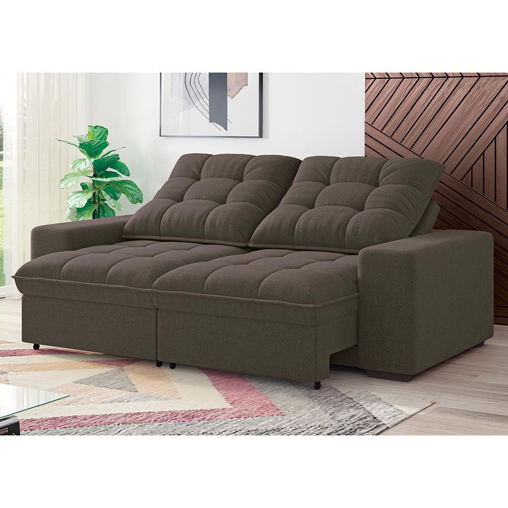 Sofá 3 Lugares Benetton Retrátil/Reclinável com Revestimento em Suede Linoforte