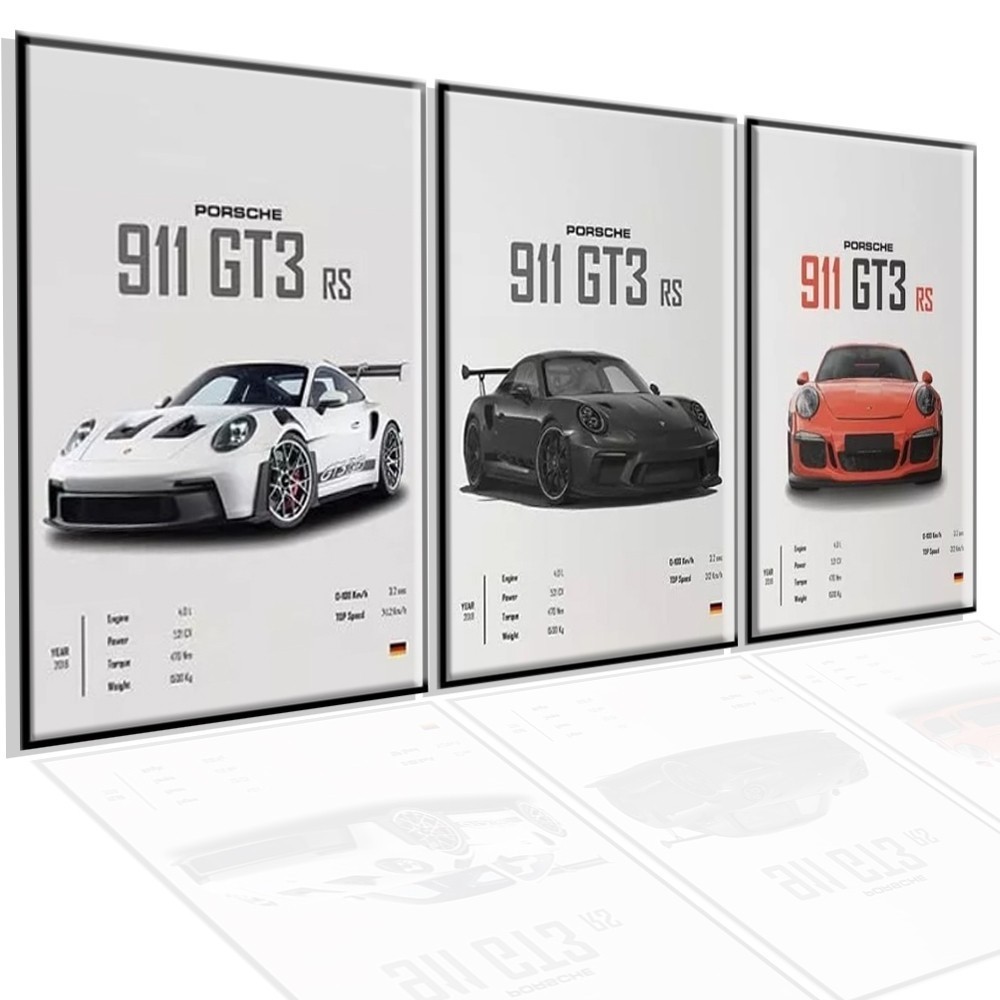 Quadro Decorativo Porsche 911 GT3 RS Pintura Em Tela para Sala Quarto Poster Carro Esportivo Presente Para Homem