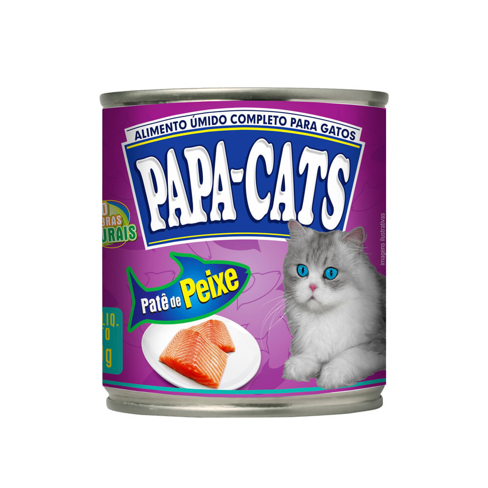 Patê para Gatos Papa Cats Sabor Peixe em Lata 280g em Oferta na Shopee