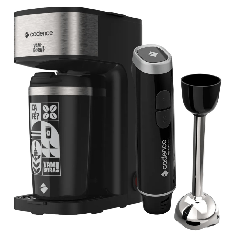 Kit Black Cadence - Cafeteira Vambora e Mixer Inox