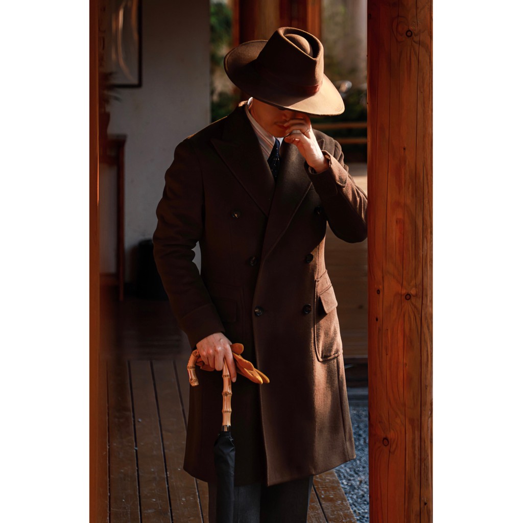 Casaco Polo masculino UGENTLE com forro de meio linho de alta fixação, lã completa, castanha, marrom, padrinho italiano,