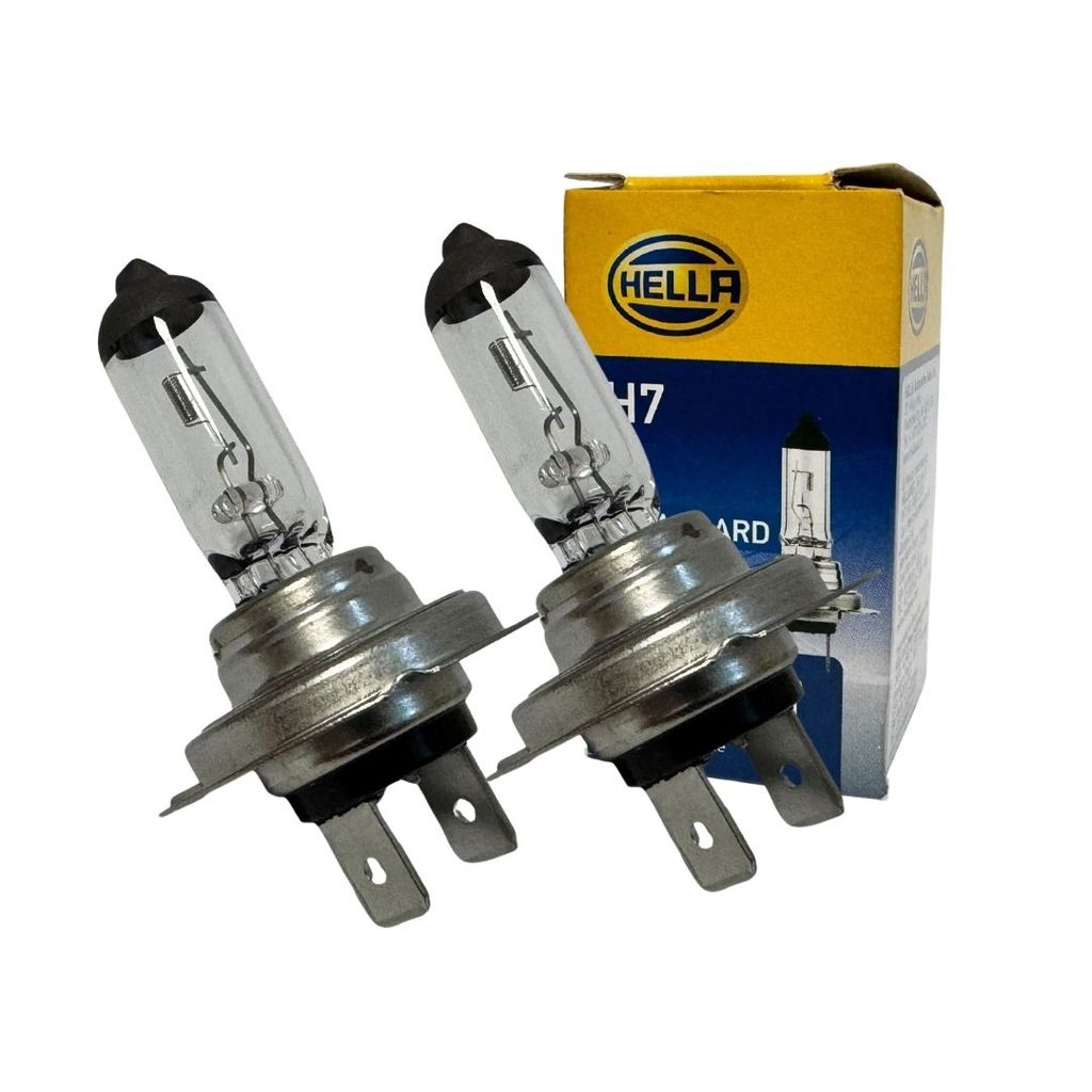 Par Lâmpada Automotiva H7 12v 55w Farol Alto ou Baixo Halógena Base PX26D Standard Hella HELH712V em Oferta na Shopee