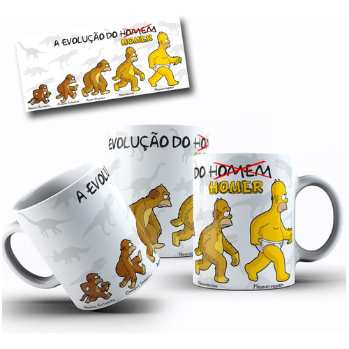 Caneca Dos Simpsons A Evolução Do Homer Simpson Branco Evolução Do Homer