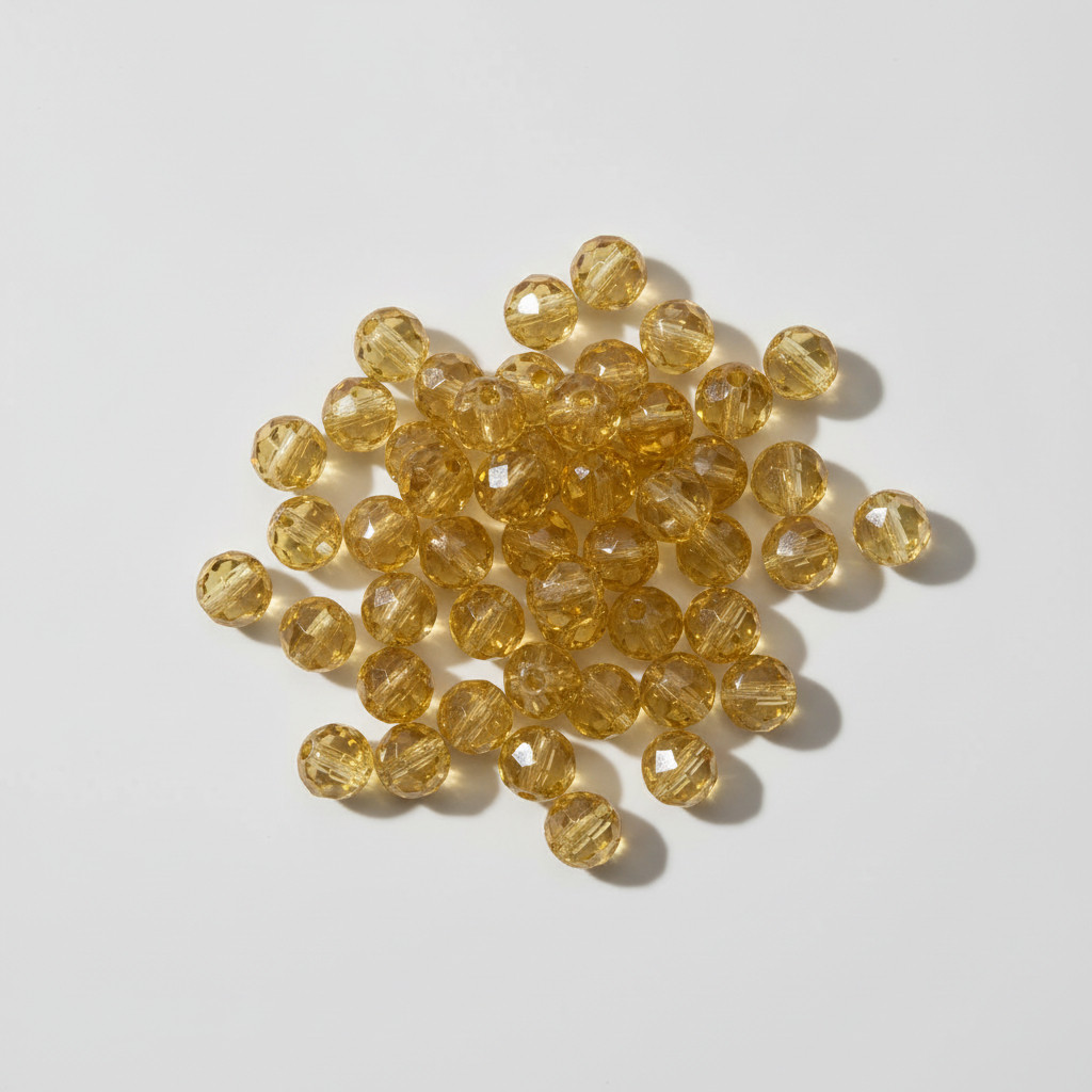 100 Contas De Cristal De Vidro Amarelo Ouro 8mm Fio De Conta
