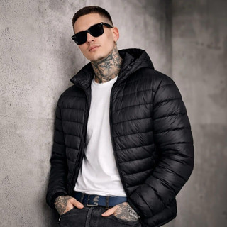 Jaqueta Impermeável com Capuz Casaco Puffer Peluciado de Frio Bobojaco Masculino