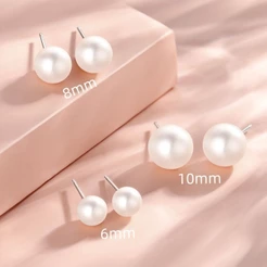 100 a 500 Peças Brincos de Pérola 6mm/8mm/10mm - Dourado/Prata + Tarracha de Silicone