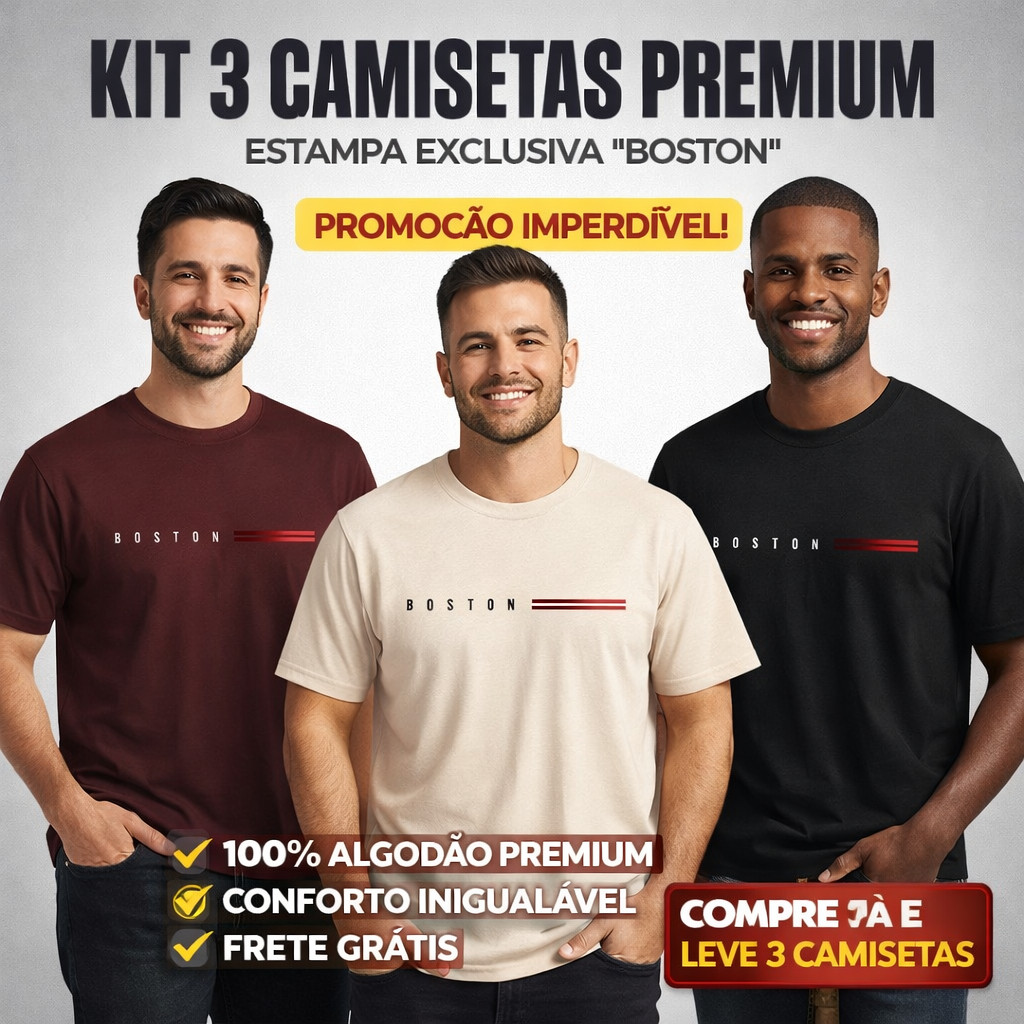 Kit 3 Camisetas Masculina 100% Algodão Gola Redonda Fio 30.1 Envio Imediato Varias Cores Oferta