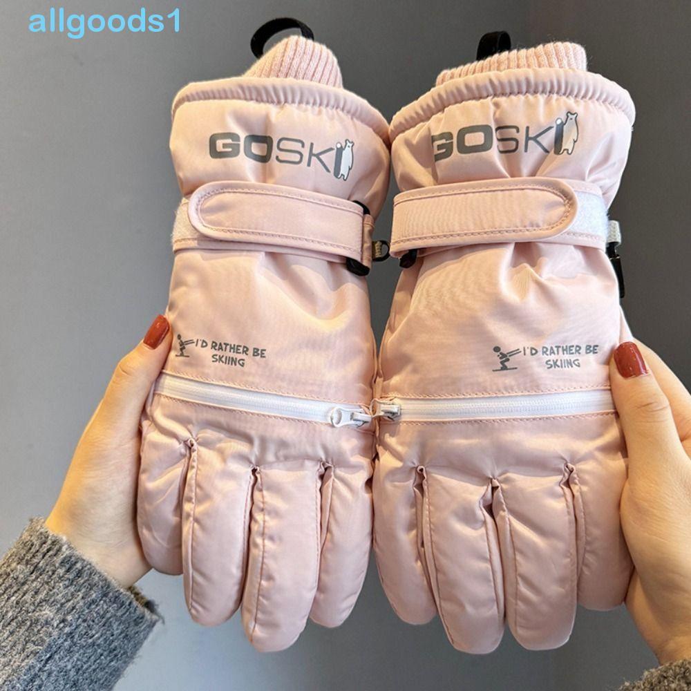 Luvas De Neve ALLGOODS , Esqui Impermeáveis De Pelúcia Quentes De Inverno Grossas À Prova De Vento Com Dedos Inteiros Pa