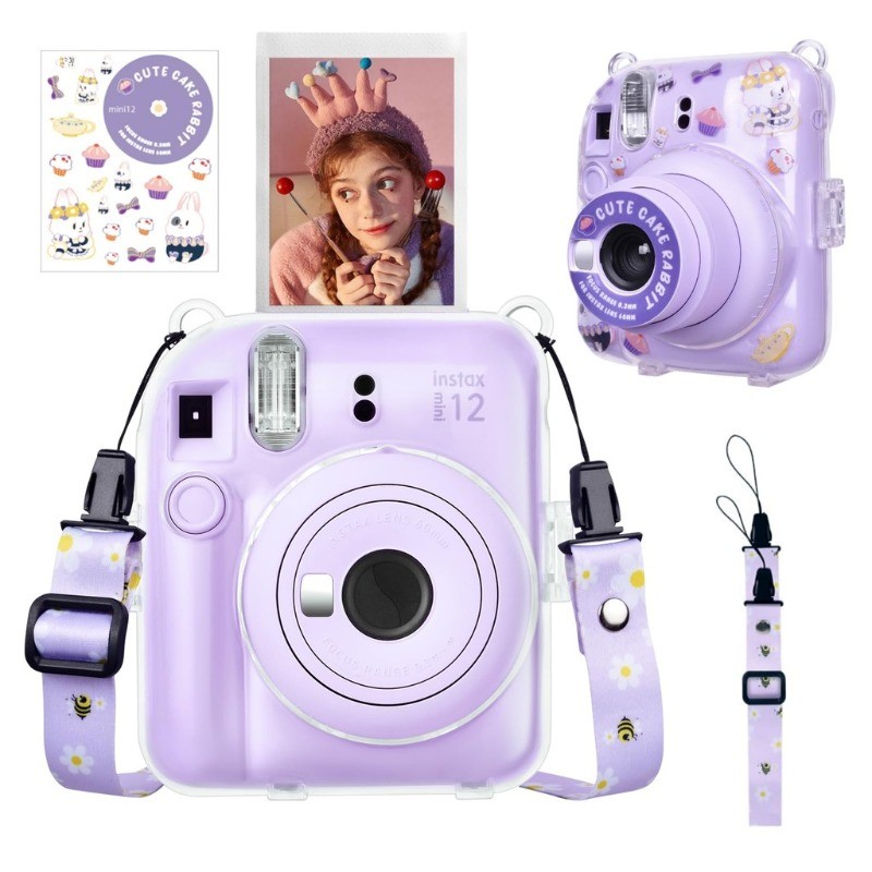 Bolsa Fotográfica Para For Instax Mini 12 Transparente Câmera Com Adesivo De Alça