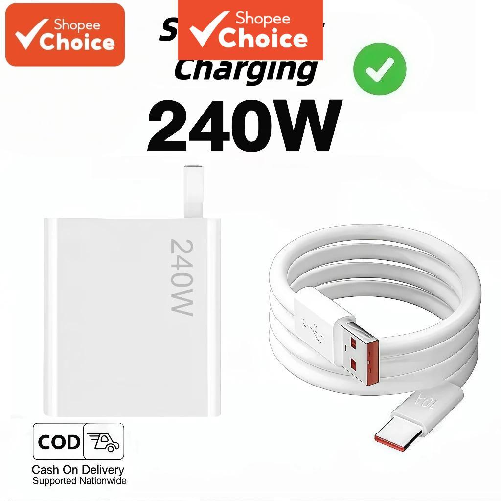 Kit De Carregamento Rápido Super Flash 240W Tipo C 6A Cabeça E Cabo Do Carregador Para Smartphone