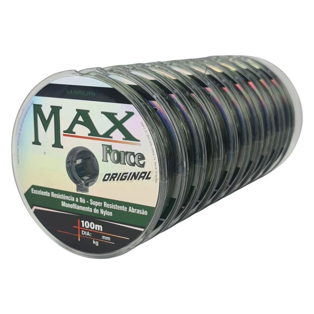 Linha 0,37mm 28lb 100m Maruri Max Force Monofilamento Verde-escuro