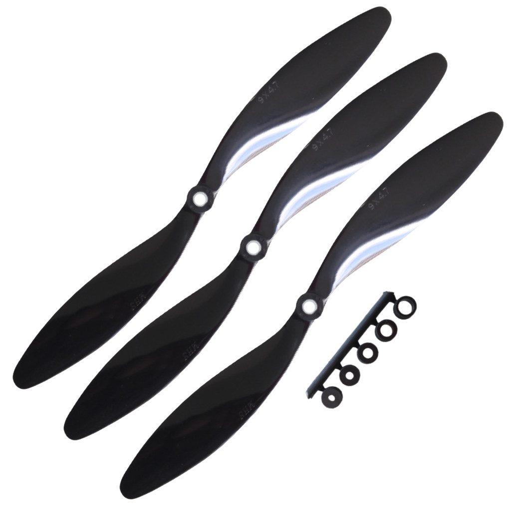 3 Hélice Mhs Fly 9/4.7 Voo lento CCW para Aeromodelo Leve RC Motor 1200 -1500kv Slow Fly 22/12 28/22