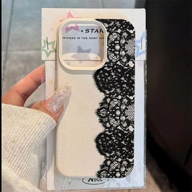 Capa De Telefone Padrão De Renda Preta Para Samsung A06 A15 A56 A36 A55 A35 A54 A26 4G A25 A52 A16 A34 A53 Silicone Maci