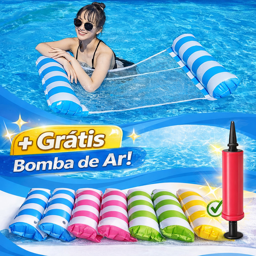Colchão Inflável com Rede 120x80cm + Bomba Grátis – Boia Relaxante para Piscina e Praia Verão