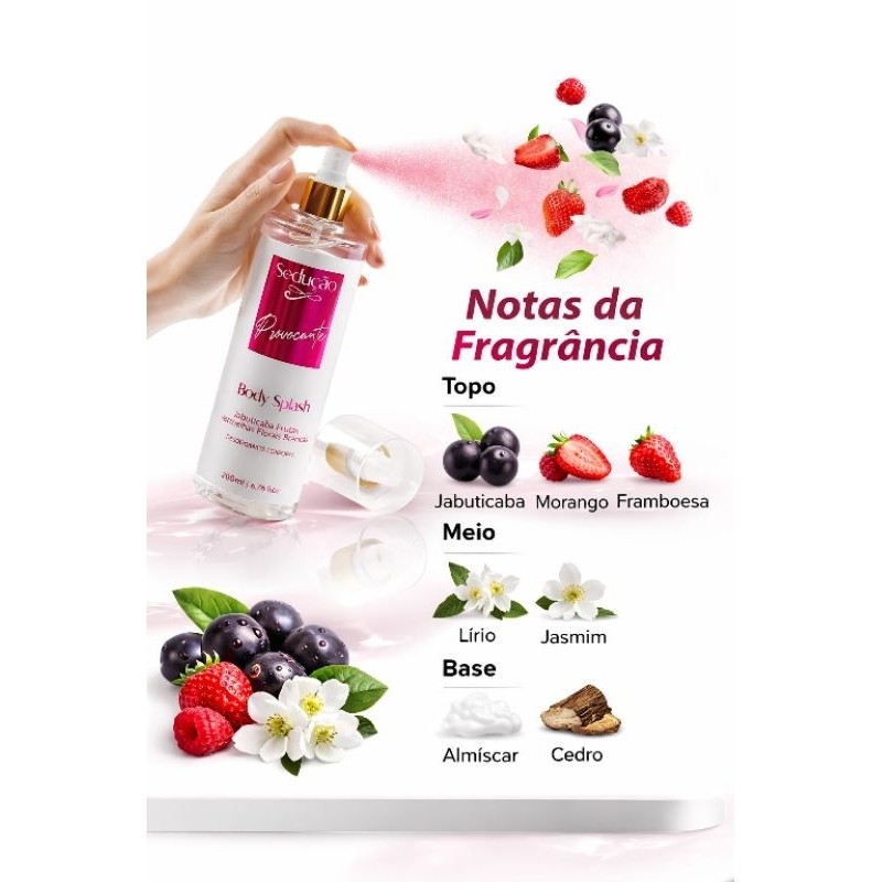 Body Splash  Provocante Sedução 200ml Fragrância Floral  Frutada