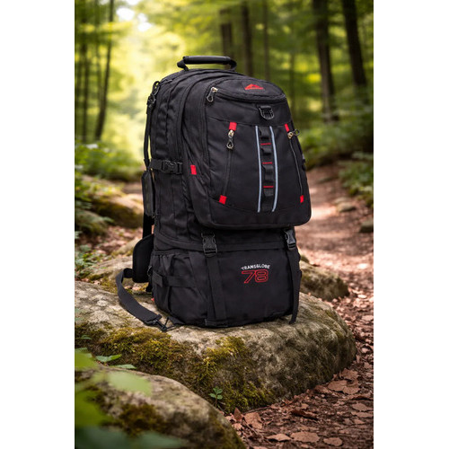 Mochila  Cargueira 3 Em 1 Transglobe 78 Lts Trilhas E Rumos Preto