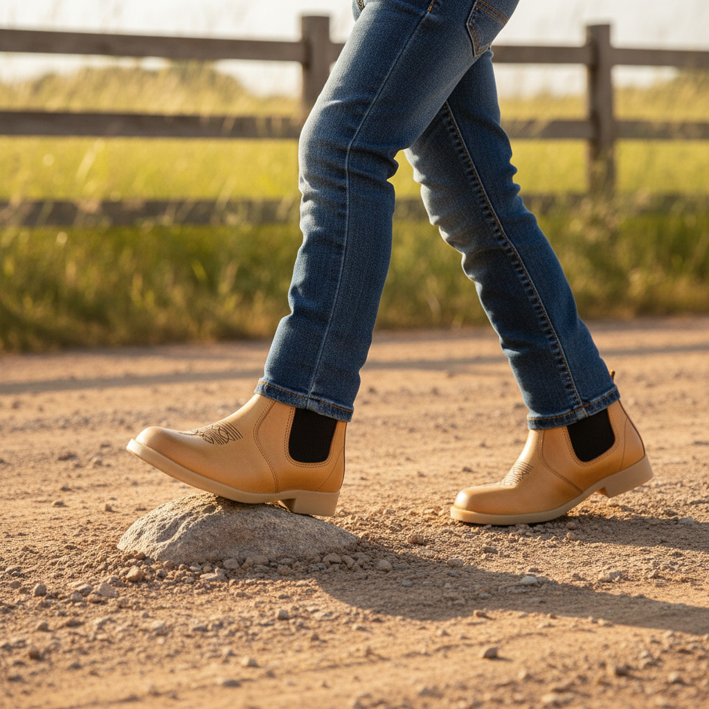 Botina Unissex Infantil Meninas Meninos Boiadeira Agroboy Em Couro Castor
