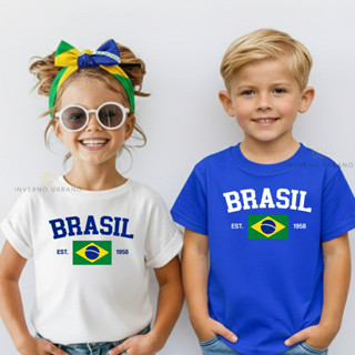 Camiseta Infantil Brasil Juvenil Copa 100% Algodão Menino Menina em Oferta na Shopee