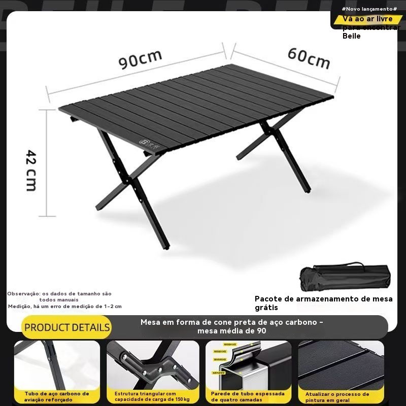 Mesa Dobrável para Camping, Praia,  Material de Aço