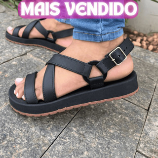 Sandalia Papete Feminina Casual e Confortável Leve e Macia com Tiras Cruzadas - Dunas