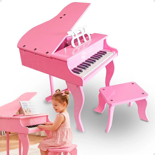 Piano De Cauda Infantil 30 Teclas Turbinho Rosa - Tiggy