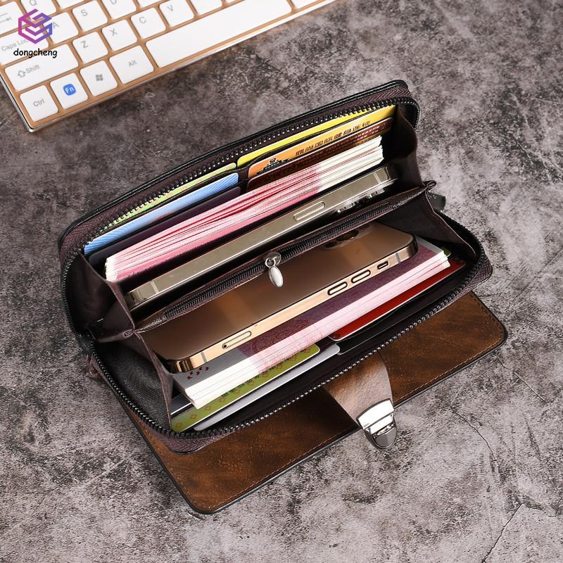 Carteira Longa Masculina De Couro PU Com Bolso Para Moedas-Bolsa De Telefone De Alta Capacidade Homens