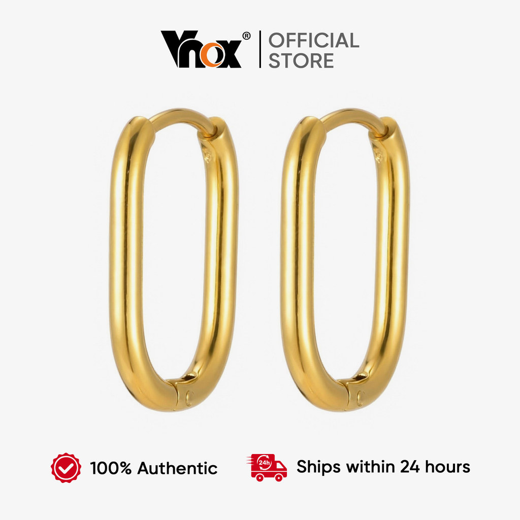 Vnox Simple Fashion U Shape Cold Wind Brincos De Argola Ovais De Ouro 18K Para Presente Feminino