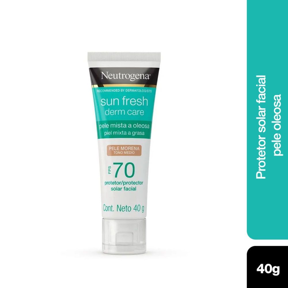 Protetor Solar Facial Neutrogena FPS70 Sun Fresh Derm Care Pele Morena 40g
