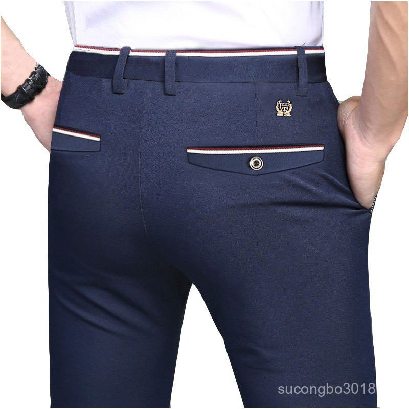 Calças Longas Elásticas Formais para Escritório Masculinas, Simples e Elegantes, Tamanho Plus, AL3 LD7A