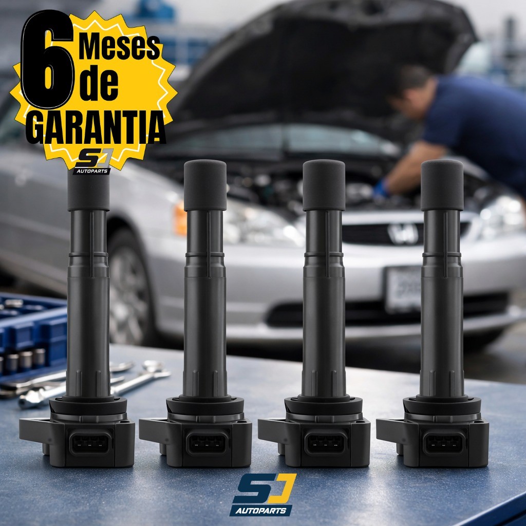 Jogo 4 Bobinas Ignição Honda Civic 1.7 16v De 2001 a 2006 Gasolina Conector 3 vias