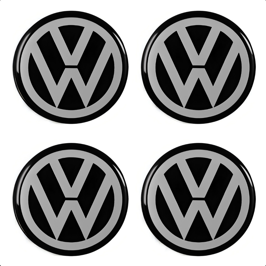 Kit 4 Emblema Calota Roda Volkswagen Adesivo Resinado 48mm