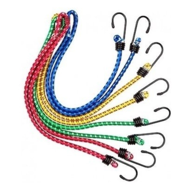 Kit Cordas Elásticas Extensoras 1,10 mts Gancho P/ Carga Carro Moto Bicicleta Bagageiro Carrinho
