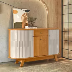 Buffet Aparador 136cm 3 Portas 1 Gaveta Monza Madetec