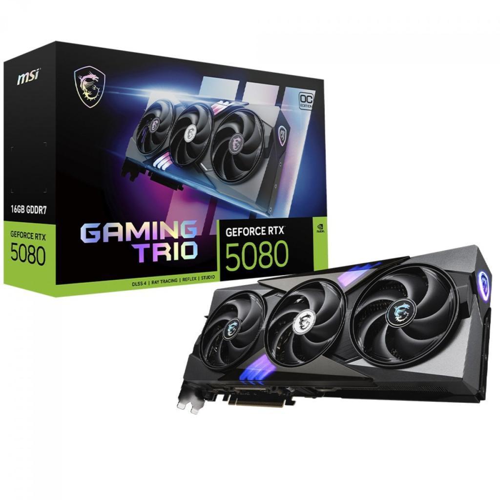Placa de Vídeo MSI NVIDIA GeForce RTX 5080 Gaming Trio OC 16GB GDDR7 DLSS Ray Tracing 912-V531-026