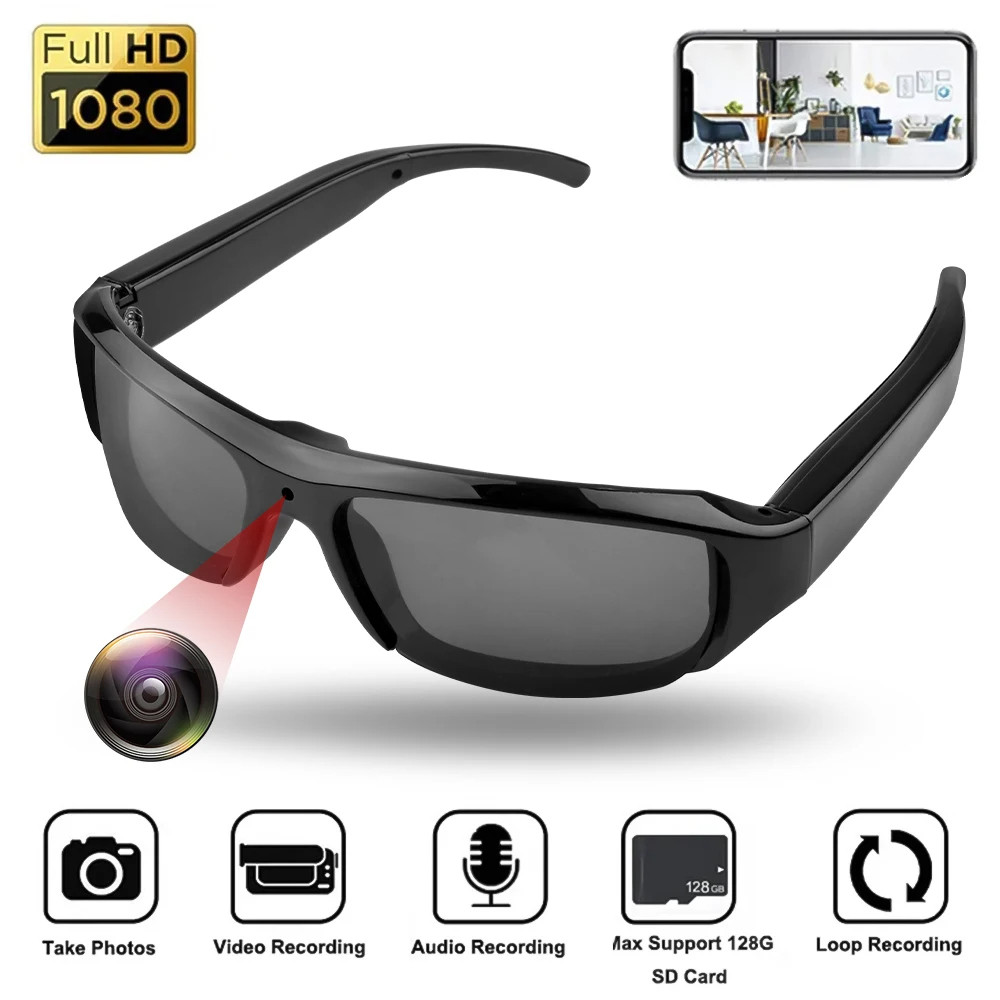 Portátil 1080P HD Mini Óculos Câmera Gravador De Vídeo Wearable De Sol Esportes Ao Ar Livre DV DVR Vigilância Filmadora