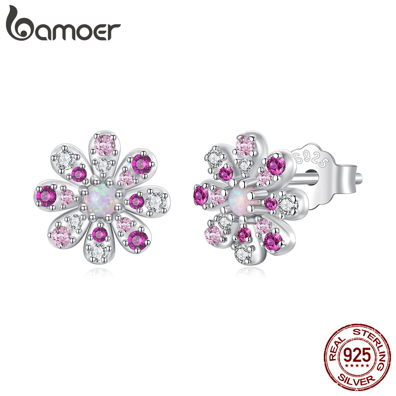 Brincos De Prata Esterlina 925 Bamoer Rosa Margarida Joias Para Presente Feminino