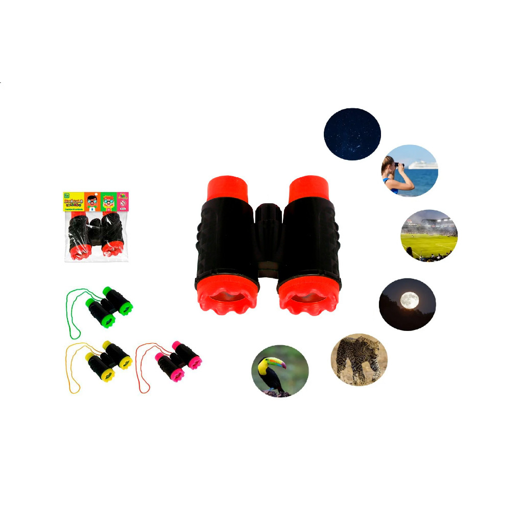 Kit 15 Binóculos Infantis Coloridos com Ampliação Simulada Art Brink