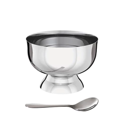 Kit 4 Taças Para Sobremesa De 200ml Com Colher Em Aço Inox EuroHome
