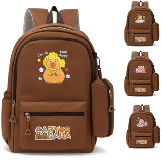Mochila Escolar Infantil com Estojo Capivara Impermeável Grande 3 Divisórias Para Crianças e Adultos Volta Às Aulas em Oferta na Shopee