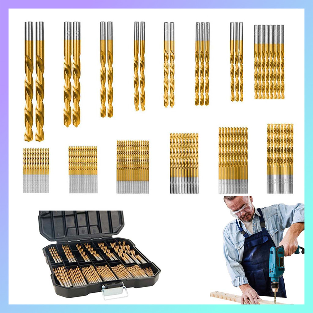 Broca helicoidal revestida de titânio de 1.5 mm-10 mm Ferramenta de perfuração de madeira de Metal Broca de perfuração d